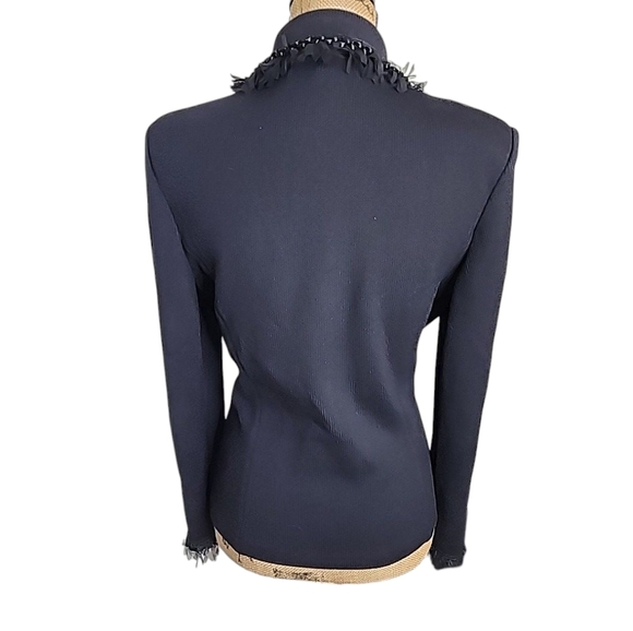 St. John Collection Knit Braided And Ruffled Zip Front Jacket.  Size 10 - Picture 4 of 12